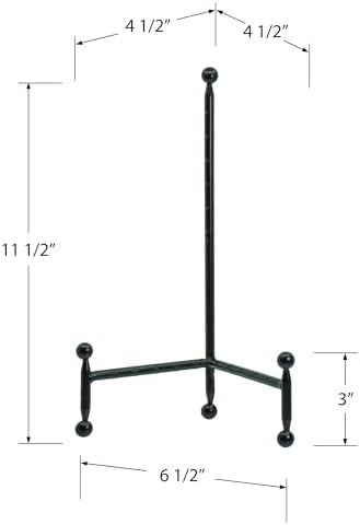 Red Co. Decorative Tripod Plate Stand and Art Holder Easel in Black Finish - 11.5" h