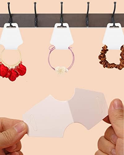 200PCS Bracelet Display Cards Self Adhesive Keychain Packaging Necklace Holder Card for Scrunchies Hairband Selling Small Business Supplies | White