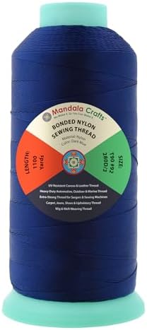 Mandala Crafts Size 92 280D T90 Dark Blue Bonded Nylon Thread, 1100 YDs