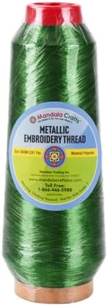 Mandala Crafts Metallic Forest Green Embroidery Floss for Sewing, 3281 Yard Spool