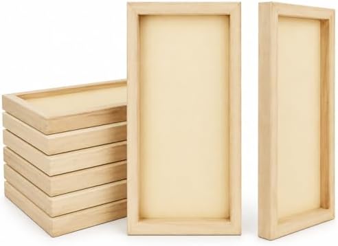 APACALI 8 Pack Unfinished Wood Canvas Boards for Painting, Approx. 11.6 x 5.8 Inch Rectangular Cradled Wood Panels, 3/4 Inch Deep Blank Wood Art Boards for Acrylic, Pouring, Mixed Media and Crafts
