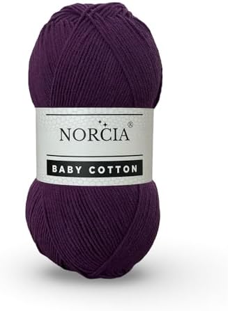 Baby Cotton, 55% Cotton 45% Acrylic Yarn, Fine/Sport (2) for Crochet and Knitting, Soft Amigurumi Yarn, 100 gr (361 yds)