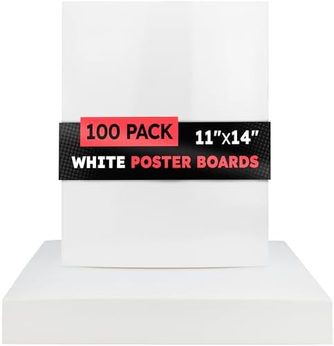Hygloss Medium Poster Board 11x14 - 100 Count Bulk Pack - 10 Pt. Thickness White Poster Board Paper for Projects, Presentations, Displays, Signs, Crafts - Blank Posterboard Multipack 11" x 14"
