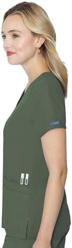 Med Couture Touch Scrub Top for Women Raglan Sleeve 6 Pockets Modern Fit