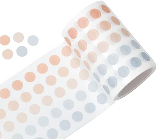 YUBBAEX Morandi 5/16" Dot Washi Tape Round Stickers 1250 Dots Stickers for Bullet Journal Planner Scrapbooking 2 3/8" x 10‘ (Mango Cream)
