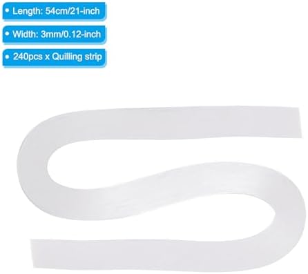 PATIKIL 240pcs Quilling Strips Paper 1/8"(3mm) 21"(54cm) Origami Paper Quilling Strip for Art DIY Hand Craft Christmas, White