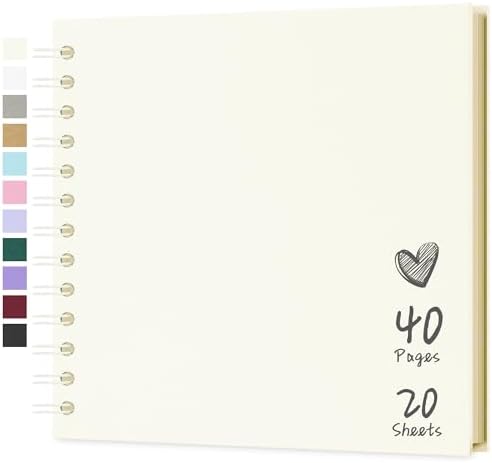 Scrapbook Photo Album 7"x7" 20 Sheets 47 Pages Hardcover Kraft Paper Cream