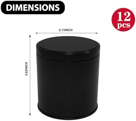 12 Pack 10 oz Black Metal Candle Tins with Lids – Double-Sided Black Finish Round Containers for DIY Candle Making, Storage & Small Business Use