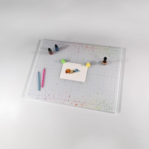 GLASSBOARD STUDIO Glass Craft Mat - Magnetic, Heat & Scratch Resistant- For Crafting, Cutting, Painting, Mixed Media Artwork - Grid Lines, Non-Slip Rubber Feet (Color Burst 24"L x 36"W)