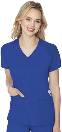 Med Couture Touch Scrub Top for Women Raglan Sleeve 6 Pockets Modern Fit