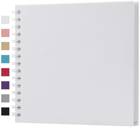 potricher 8 x 8 Inch DIY Scrapbook Album 40 Pages with Kraft Paper, White | Thick Kraft Paper Scrap Book Photo Albums, Memory Book for Wedding, Anniversary, Baby, Family, Travel, DIY Projects