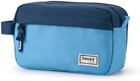 Sooez High Capacity Pencil Case, Big Pencil Bag Pouch Box Organizer Pen Case, Portable Journaling Supplies with Easy Grip Handle & Loop, Asthetic Supply for Girls Adults, Blue