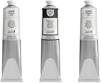 Lukas Studio Artist Oil Color Paints - High-pigment oil paint made with natural binder for artist, painting, & more! - [Black and Whites - 200 mL]