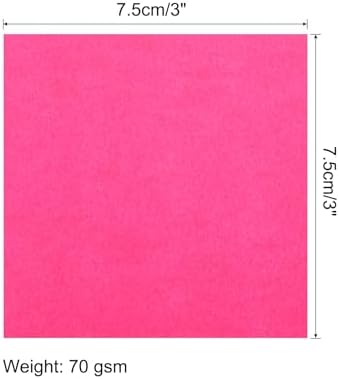MECCANIXITY 50 Sheet Origami Paper Double Sided Fluorescent Pink 3x3 Inch Square Sheet for Art Craft Project, Beginners, Gifts Decor