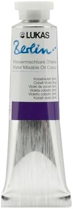 Lukas Berlin Pro Artists Water Mixable Oil Paint 37 ml Tube Cobalt Violet Hue, Water Soluble, Lightfast Pigments, Quick Drying, Easy Clean-Up, Eco-Friendly, Professional Quality, 40 Color Range