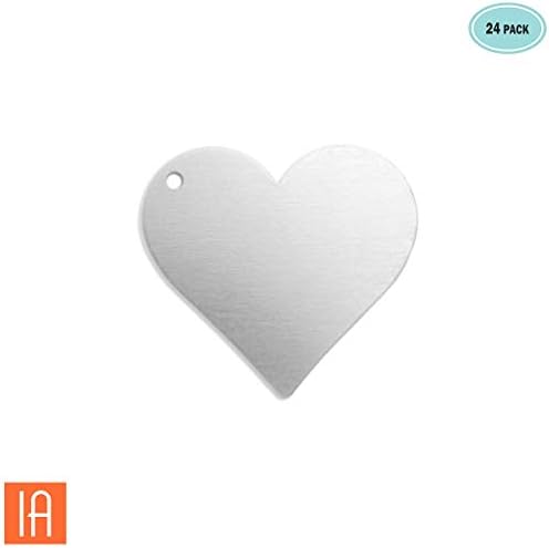 ImpressArt - Premium Metal Stamping Blanks for Metal Stamping and Jewelry Making (24 Pack) (3/4" Heart w/Hole, Alkeme)