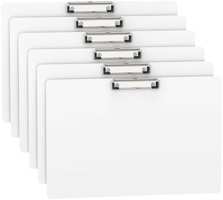 Extra Large 11x17 Clipboards, Plastic White Drawing Boards, Horizontal Clip Board, Landscape Layout. Suitable for Watercolor, Sketching, Painting. Art & Drafting Supply(Pack of 6)
