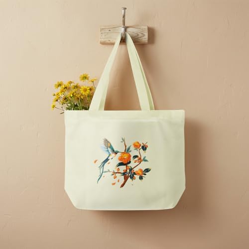 ERKOON Canvas Tote Bag Embroidery Kit for Beginners, Floral Arts Crafts Cross Stitch Kits for Adults Including Stamped Embroidery Bag with Hoops, Needle, Instruction and Color Threads (Hummingbird)