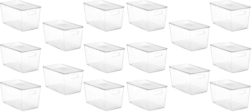 Vtopmart 16 Pack Clear Stackable Storage Bins with Lids, XLarge