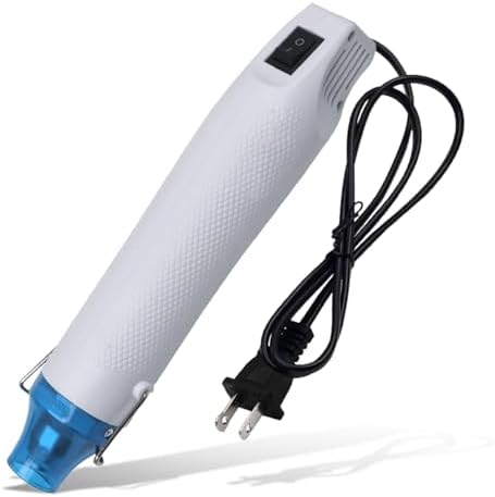 220V 300W Mini Heat Gun, Portable Electric Hot Air Gun with Stand & Power Cord, Handheld Heating Tool for Car Vinyl Wrap, Drying Paint, Epoxy Resin, DIY Embossing(White)