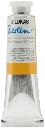 Lukas Berlin Pro Artists Water Mixable Oil Paint 37 ml Tube Cadmium Yellow Deep Hue, Water Soluble, Lightfast Pigments, Quick Drying, Easy Clean-Up, Eco-Friendly, Professional Quality, 40 Color Range