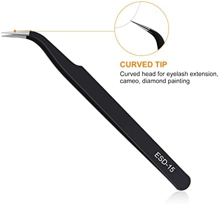 kaverme 9PCS Precision Tweezers Set, Upgraded Anti-Static Stainless Steel | Tweezers for Electronics, Soldering, Laboratory Work, Jewelry-Making, Model, Craft