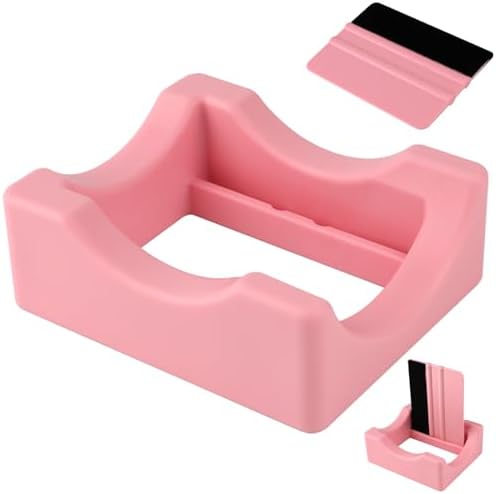 Silicone Cup Cradle for Tumblers,Tumbler Holder for Crafts with Built-in Slot and Felt Edge Squeegee,Small Cup Cradle Use to Apply Vinyl Decals,Anti-Skidding Tumbler Stand Cup Holder(Pink)
