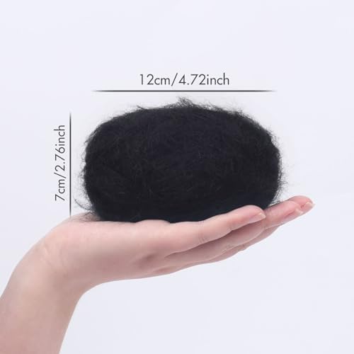 NICEEC 2 Skeins Long Pile Mohair Yarn 2.82oz/788yds - Black