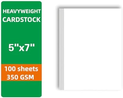 100 Sheets 5 x 7” White Cardstock Heavy Weight 130lb/350gsm Premium Paper