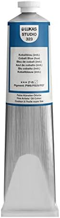 Lukas Studio Artist Oil Color Paints - High-pigment oil paint made with natural binder for artist, painting, & more! - [Cobalt Blue Hue - 200 mL]