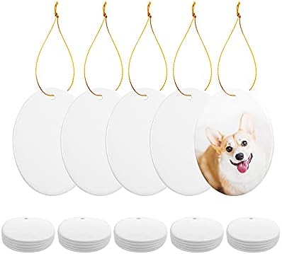 PYD Life 25 PCS Sublimation Blanks Ornaments Ceramic White 3" Oval