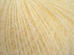 Sparkly Eyelash Fantasy Knitting Yarn | Metallic Lurex Nylon Short Eyelash Yarn | 50g (1.76oz) |140m(155 Yards) | Shiny Crochet Thread for Amigurumi & Decorative Projects (1, Cream)