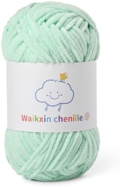 Skinny Chenille Yarn for Crocheting, 1.75 oz/ 109 yds Amigurumi Yarn&Baby Yarn for Crocheting Soft, Fluffy Fingering Weight Velvet Yarn for DIY Crafts&Baby Blankets.(Aqua Green)