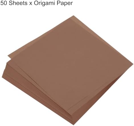 MECCANIXITY 50 Sheets Origami Paper Double Sided 8x8 Inch(20x20cm) Square Sheet for Art Craft Project, Beginners, Gifts Decor, Brown