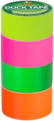 Duck Tape Brand Neon Color Duct Tape, Assorted Bright Tape Colors for Arts & Crafts, Repairs, Color-Coding and DIY Projects, 4-Rolls