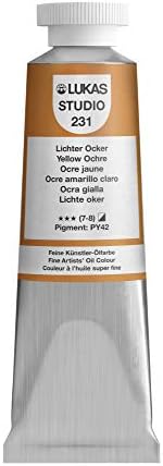 Lukas Studio Artist Oil Color Paints - High-pigment oil paint made with natural binder for artist, painting, & more! - [Yellow Ochre - 37 mL]
