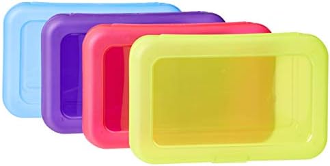 Amazon Basics Large Pencil Cases,Storage Organizer,Durable Plastic School Supply Box,Multi-Color Student Organization for Office,College & Classroom Supplies,(Pack of 48)