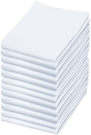 Flour Sack Towels | Tea Towel for Crafts| Kitchen Dish Cotton Blank Towel for Embroidery| Baking Bread Proofing Linen Cover| Super Absorbent Quick Dry| 12 Pack 18"x 28" White