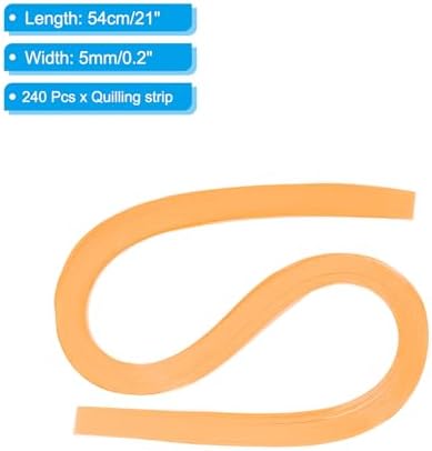 PATIKIL 240pcs Quilling Strips Paper 3/16"(5mm) 21"(54cm) Origami Paper Quilling Strip for Art DIY Hand Craft Christmas, Light Orange