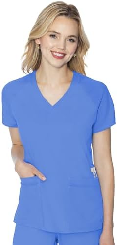 Med Couture Touch Scrub Top for Women Raglan Sleeve 6 Pockets Modern Fit