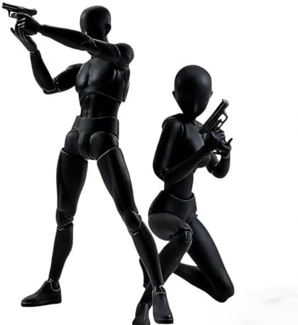 Artists Manikin Art Mannequin Figures Supplies Drawing Tools,Small Drawing Figure Model for Action Figure,Set Sketching,Painting(Black-Female)