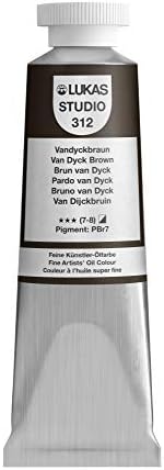 Lukas Studio Artist Oil Color Paints - High-pigment oil paint made with natural binder for artist, painting, & more! - [Van Dyke Brown - 37 mL]