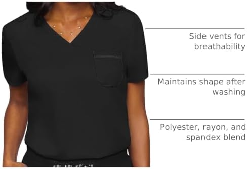 Med Couture Touch Women's Scrub Tops V-Neck Tuck-in Top with 1 Pocket