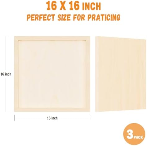 Wooden Art Panels for DIY Painting - Mother Gifts, Christmas Crafts & Home Décor | 16x16 Inch Canvas Wood Boards, Unfinished Wooden Canvas for Adults & Kids (3-Pack)