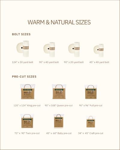 The Warm Company - Warm & Natural Cotton Quilt Batting – Twin Size 72" x 90" – Premium Quilt & Craft Batting for Sewing & Quilting Projects