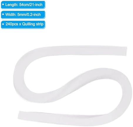 PATIKIL 240pcs Quilling Strips Paper 3/16"(5mm) 21"(54cm) Origami Paper Quilling Strip for Art DIY Hand Craft Christmas, White