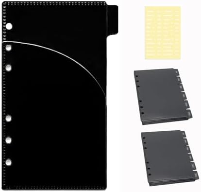 12 A6 Binder Divider Pockets Black Cash Envelopes