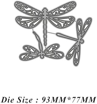 Scrapbooking Die-Cuts, Layer Frame Net Set Metal Cutting Dies for Card Making, Paper Craft Template, Background Embossing Stencils, DIY Album Décor (3 Pcs Dragonfly-9.3x7.7cm)