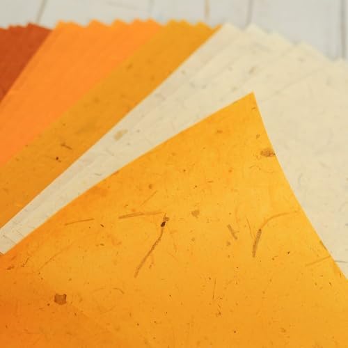A5 50 Sheets Natural Fiber Mulberry Tree,Banan Bark Mulberry paper Sheets Square Origami, Arts Folding Craft, Decoration, Paper for DIY Crafts. 8.3" x 5.8" (Brown Tone, A5) (Pack of 2)