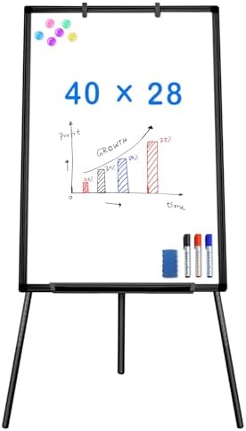 Maxtek Easel Whiteboard 40 x 28, Stand Tripod with Height Adjustable, Black